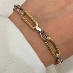 دستبند دو رنگ متصل زرد و سفید