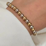 دستبند فول گوی دو رنگ زرد و سفید