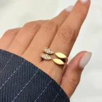 انگشتر طرح برگ نگین دار