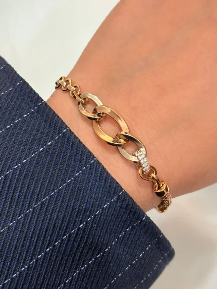 دستبند حلقه ای نگین دار