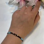 دستبند کیوب قهوه ای با چرم قهوه ای