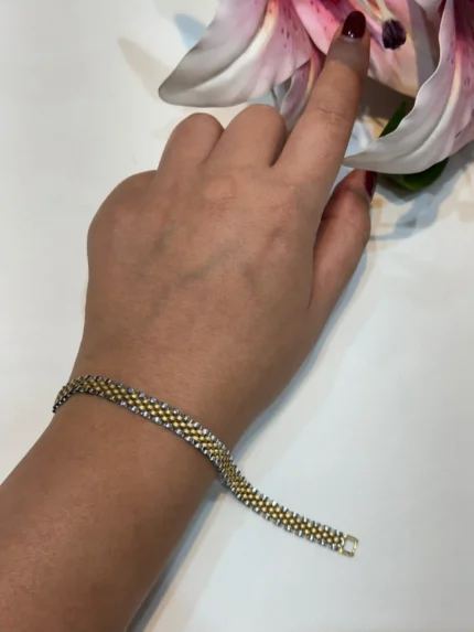 دستبند رولکس پهن دو رنگ