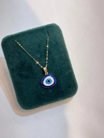 آویز چشم نظر با لعاب آبی و سفید