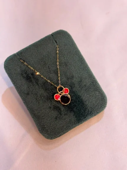 آویز طلای میکی موس مشکی قرمز