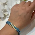 دستبند طلا با چرم آبی