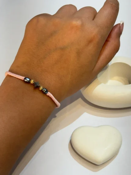 دستبند بافت صورتی