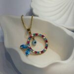 پلاک ماهی با نگین رنگی