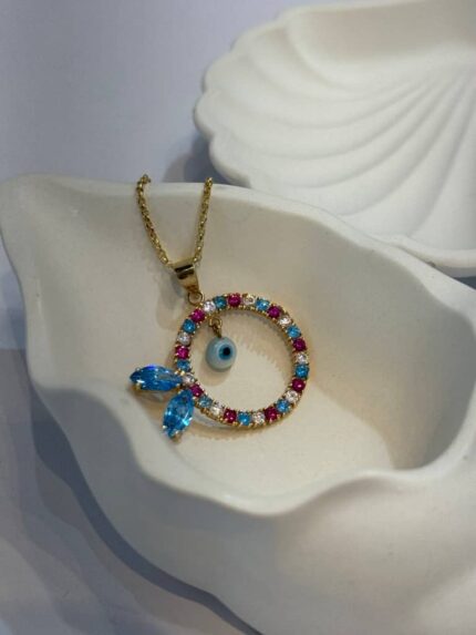 پلاک ماهی با نگین رنگی