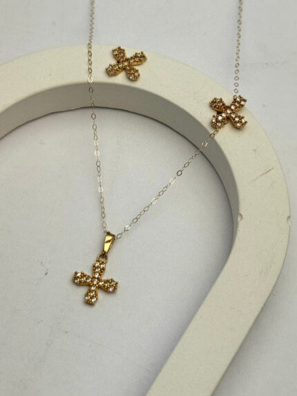 نیم ست شبدر نگین دار